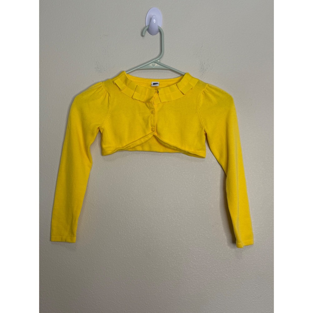 Janie and Jack Girls Yellow Cropped Bolero Cardigan Ruffle Collar Shrug Size 6